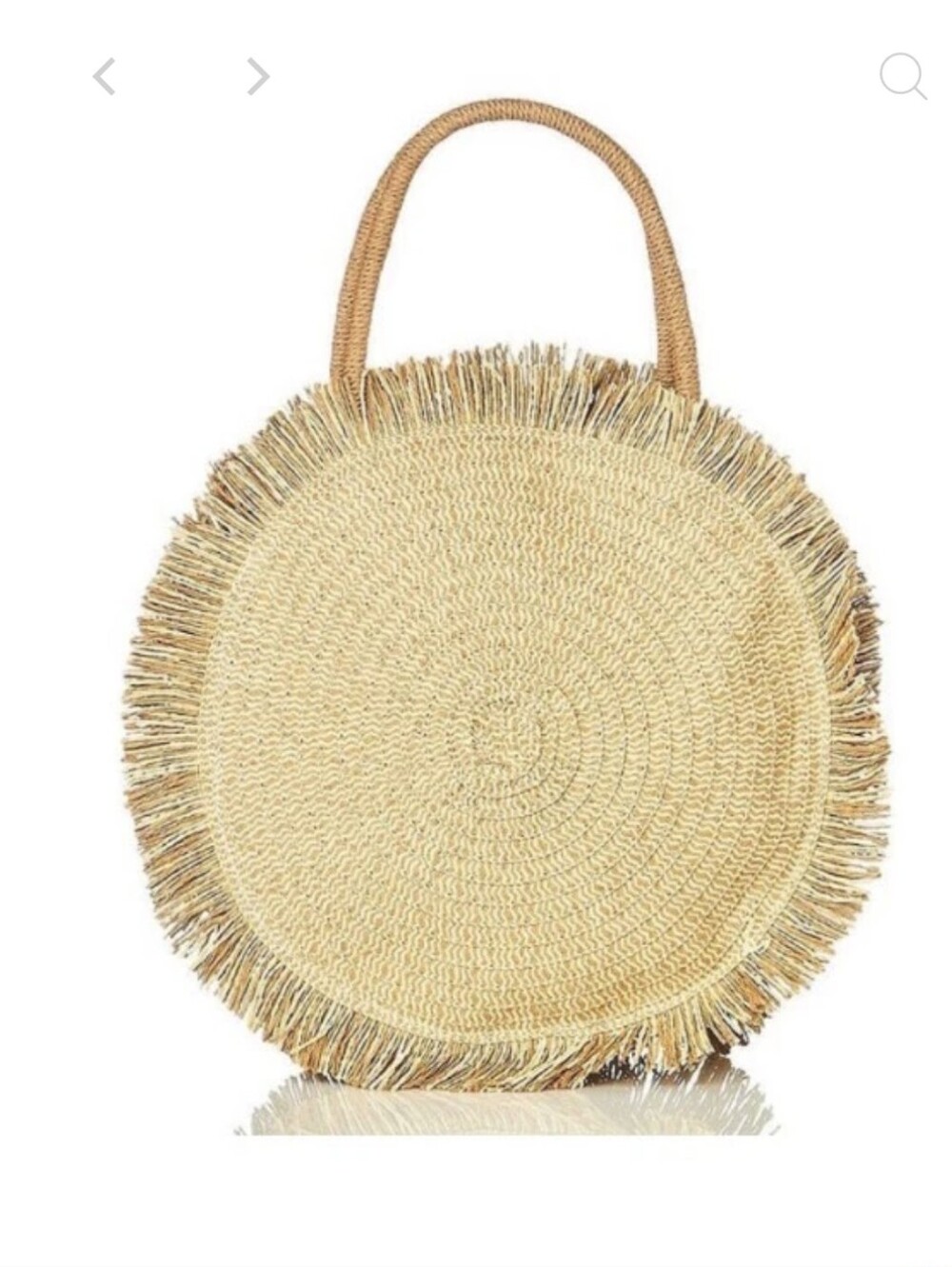 Oversized Circular Tote Straw Fringe Bag - Natural